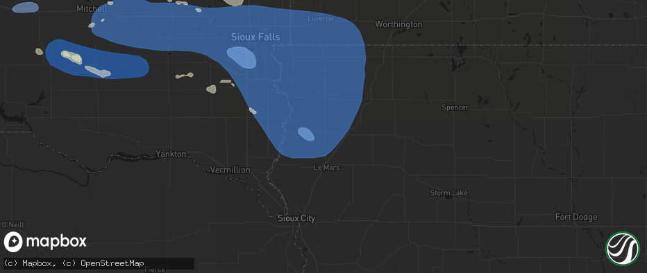 Hail map in Maurice, IA on July 25, 2026