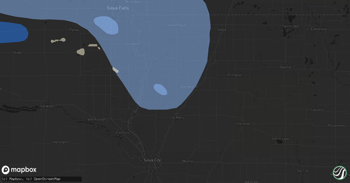Hail map in Maurice, IA on July 25, 2026