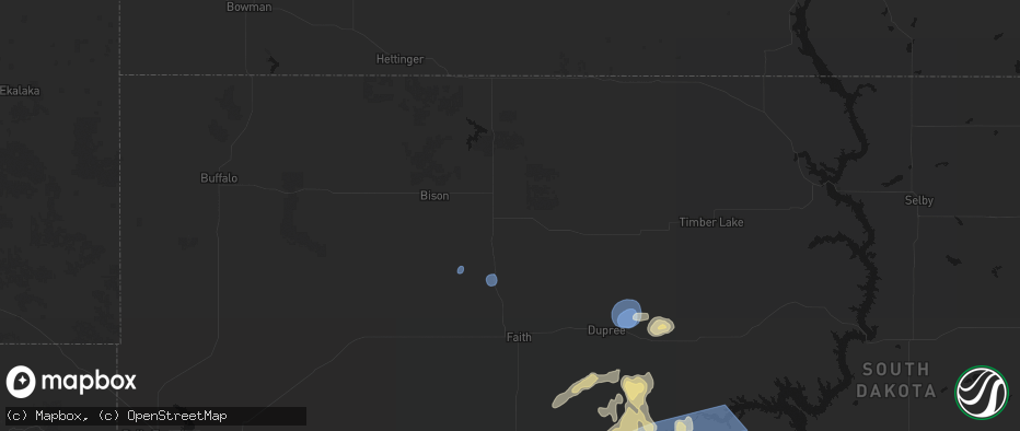 Hail map in Meadow, SD on July 25, 2026