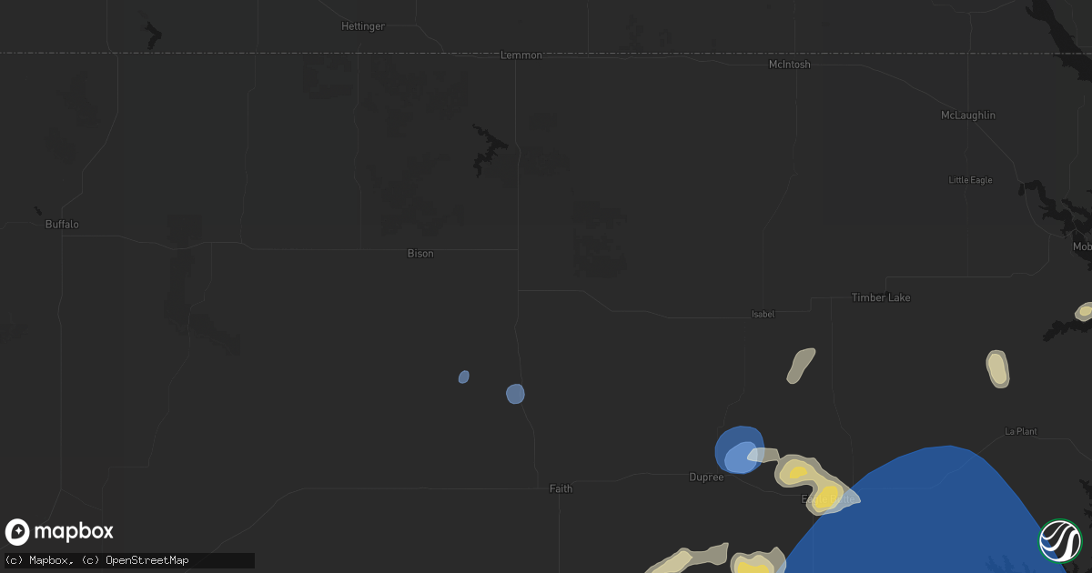 Hail map in Meadow, SD on July 25, 2026