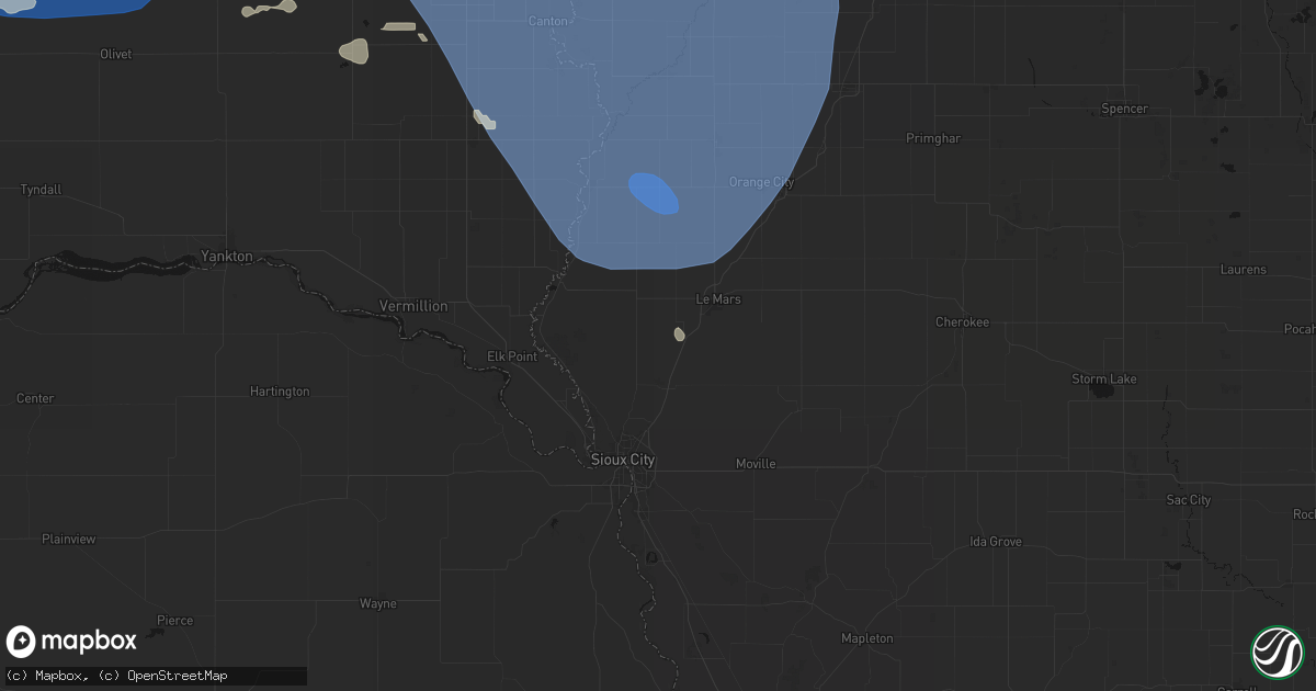 Hail map in Merrill, IA on July 25, 2026