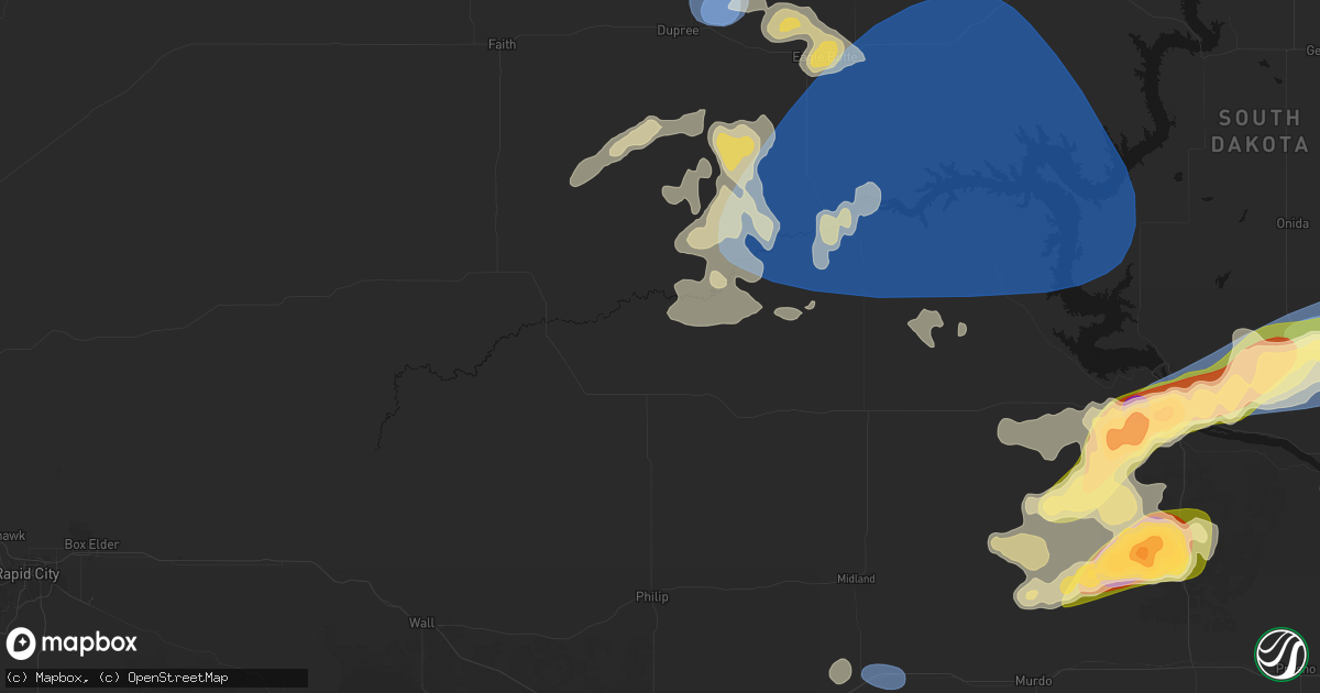 Hail map in Milesville, SD on July 25, 2026