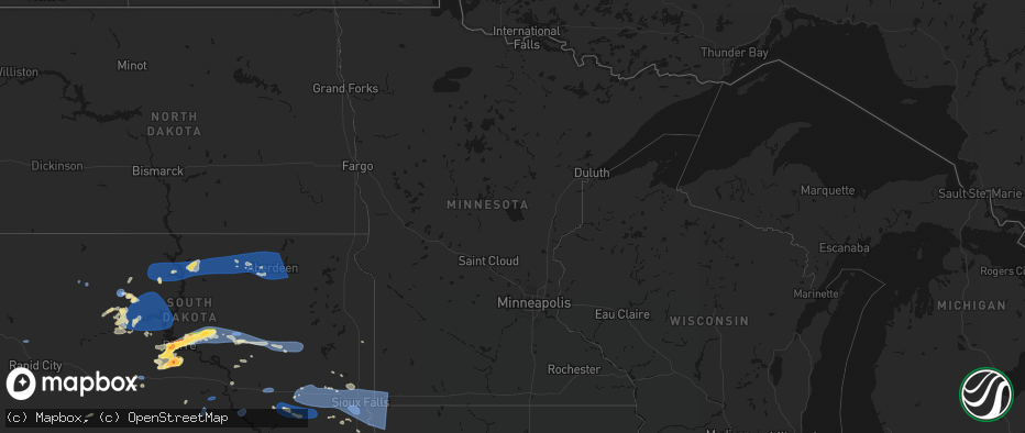 Hail map in Minnesota on July 25, 2026