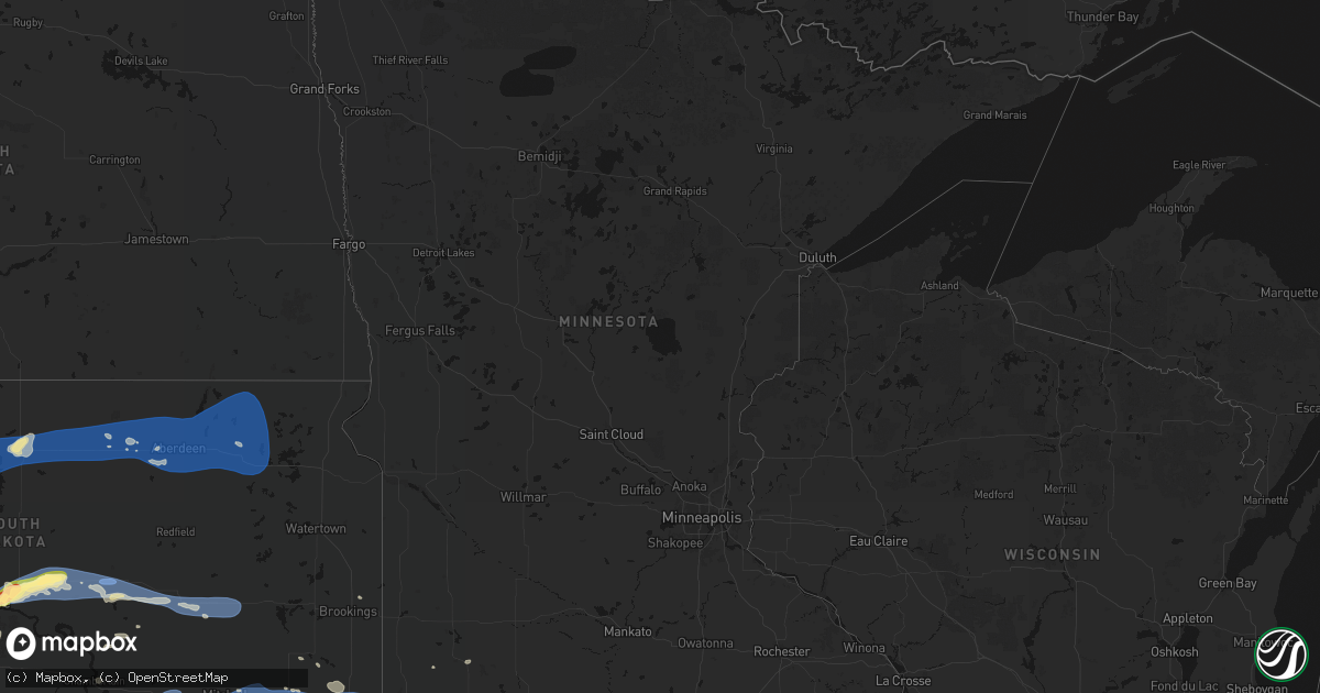 Hail map in Minnesota on July 25, 2026