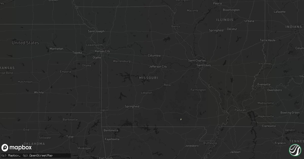 Hail map in Missouri on July 25, 2026