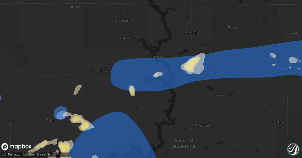 Hail map in Mobridge, SD on July 25, 2026