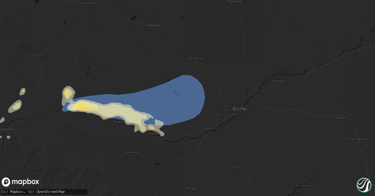 Hail map in Molt, MT on July 25, 2026