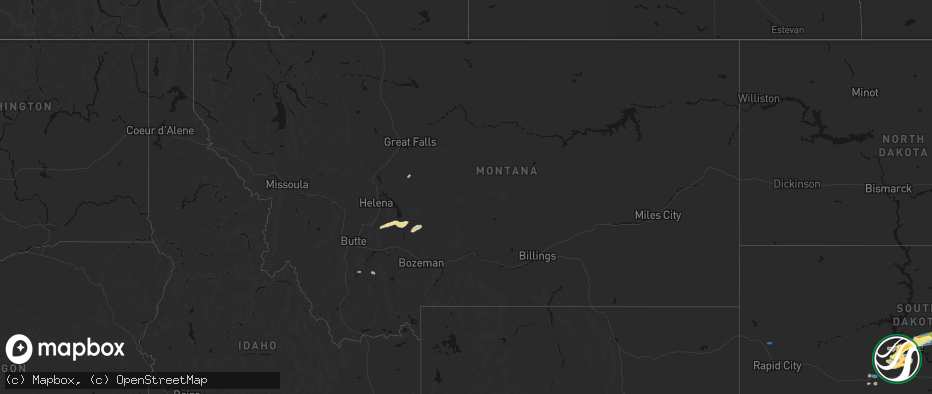Hail map in Montana on July 25, 2026