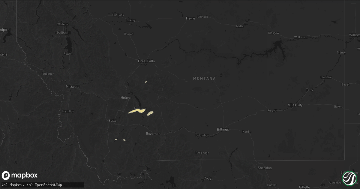 Hail map in Montana on July 25, 2026