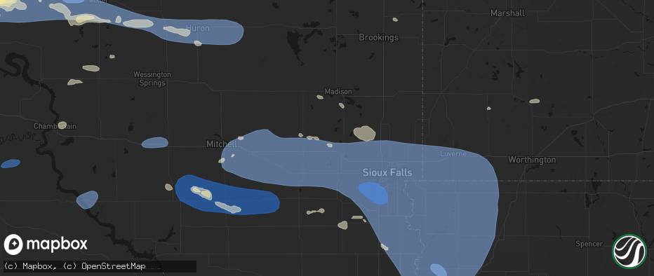 Hail map in Montrose, SD on July 25, 2026