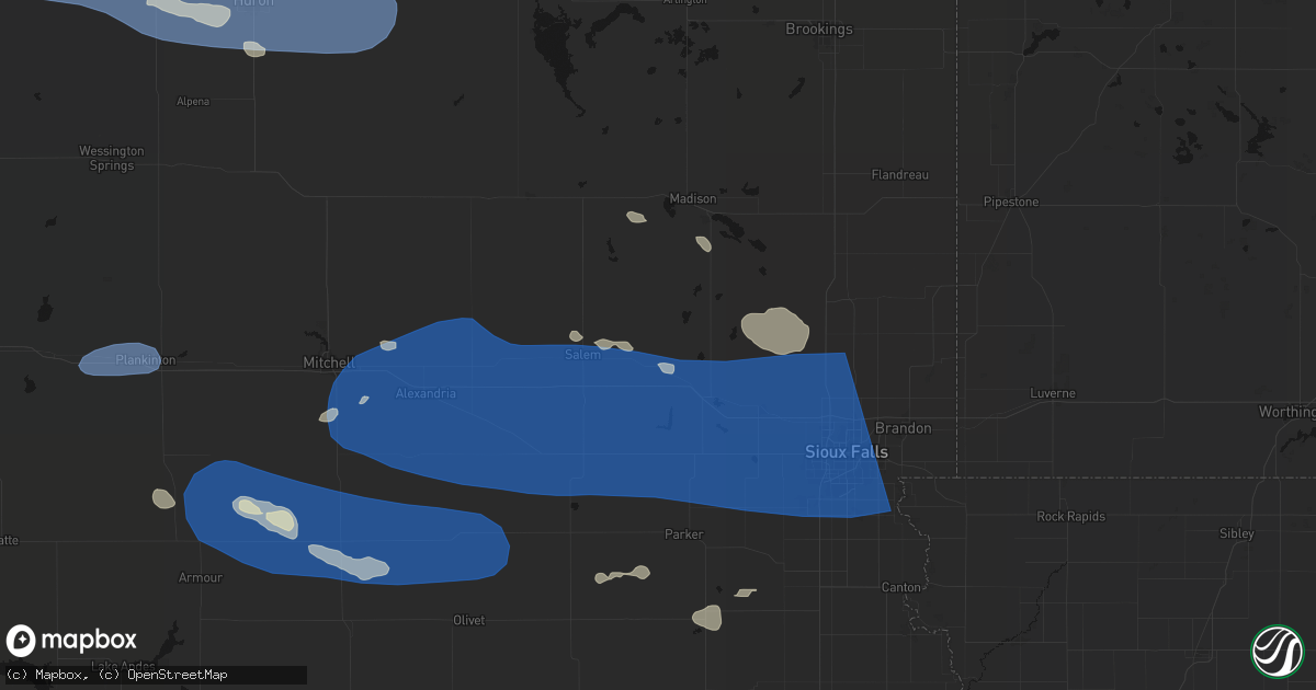Hail map in Montrose, SD on July 25, 2026