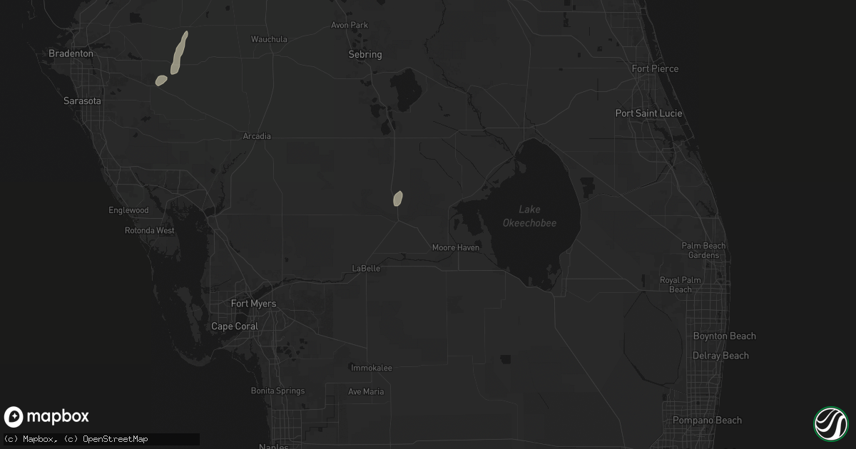 Hail map in Moore Haven, FL on July 25, 2026