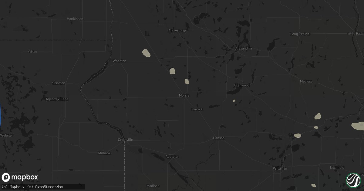 Hail map in Morris, MN on July 25, 2026