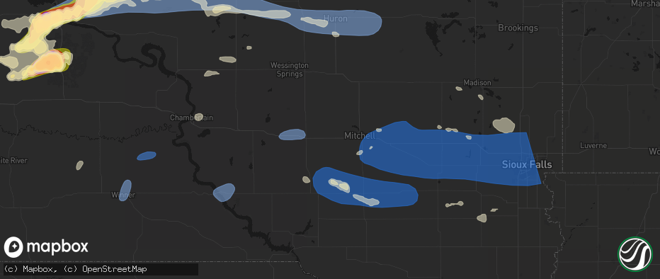 Hail map in Mount Vernon, SD on July 25, 2026