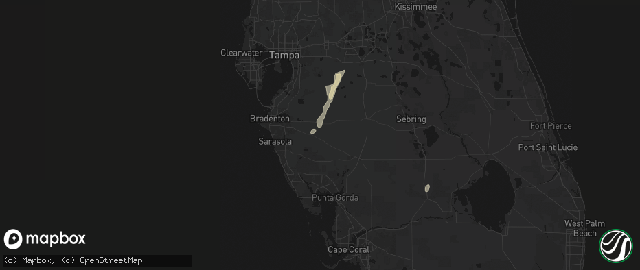 Hail map in Myakka City, FL on July 25, 2026