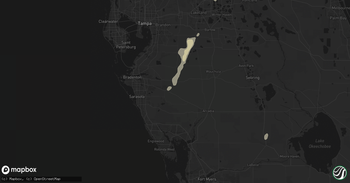 Hail map in Myakka City, FL on July 25, 2026