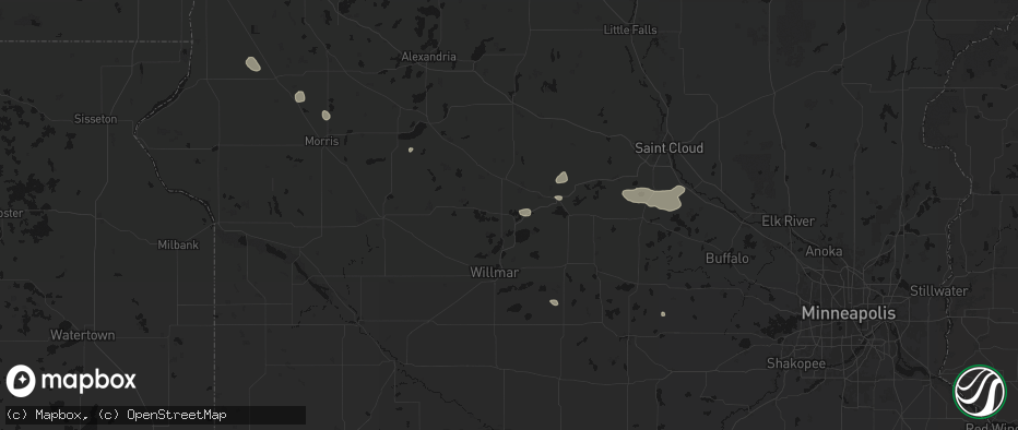 Hail map in New London, MN on July 25, 2026