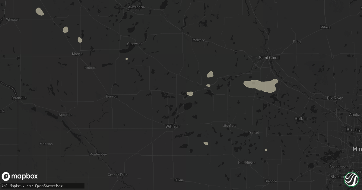 Hail map in New London, MN on July 25, 2026