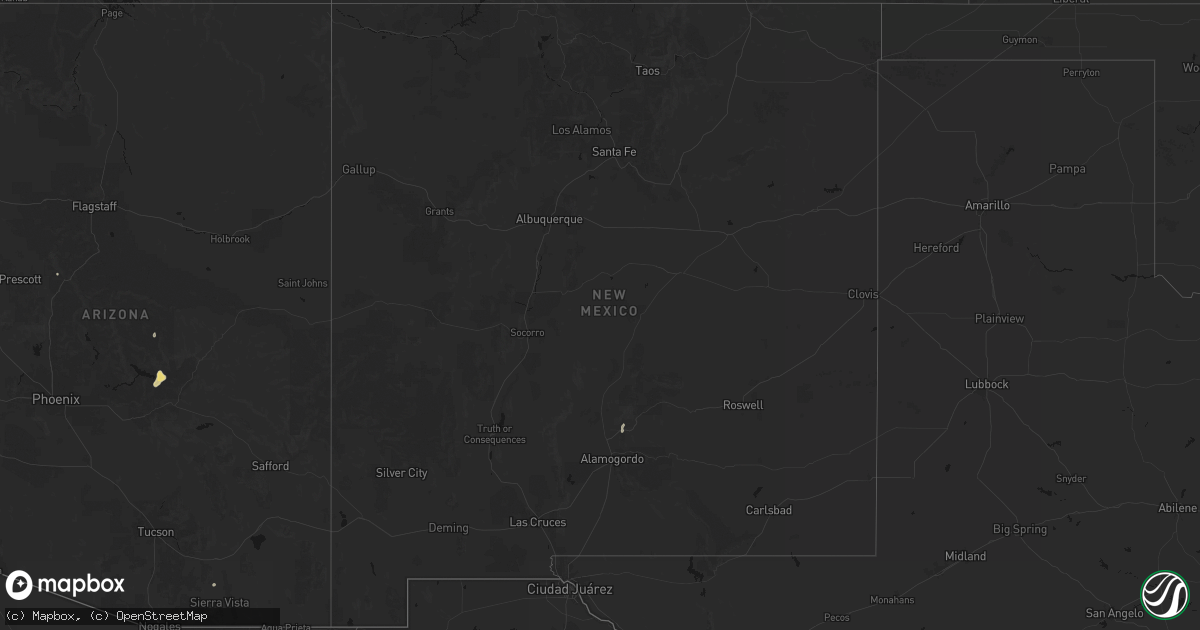 Hail map in New Mexico on July 25, 2026