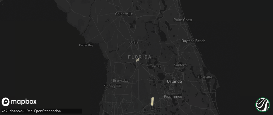 Hail map in Oxford, FL on July 25, 2026
