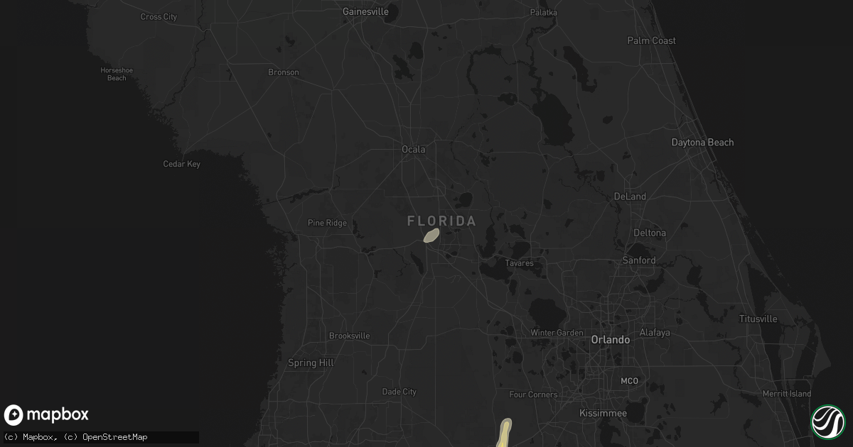 Hail map in Oxford, FL on July 25, 2026