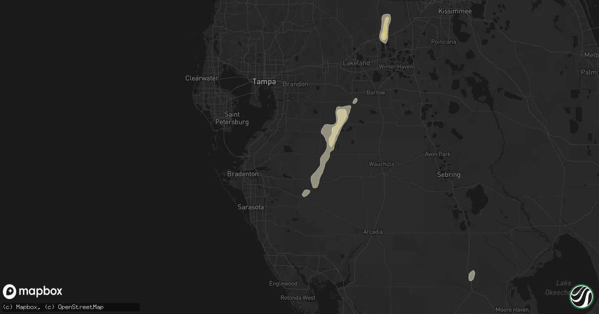 Hail map in Parrish, FL on July 25, 2026