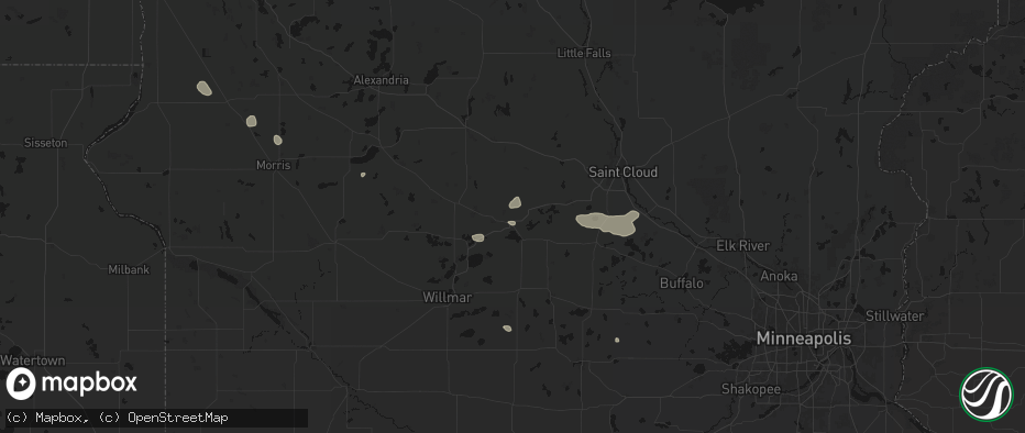 Hail map in Paynesville, MN on July 25, 2026