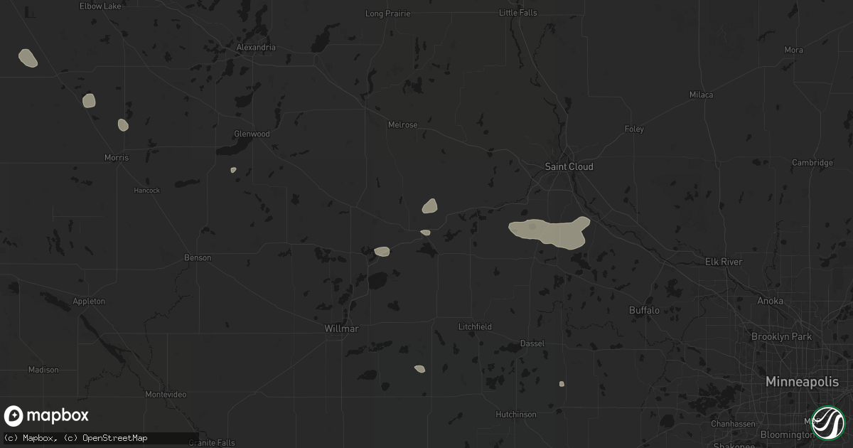 Hail map in Paynesville, MN on July 25, 2026
