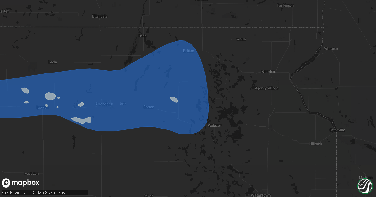 Hail map in Pierpont, SD on July 25, 2026