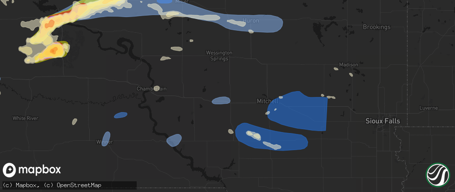 Hail map in Plankinton, SD on July 25, 2026