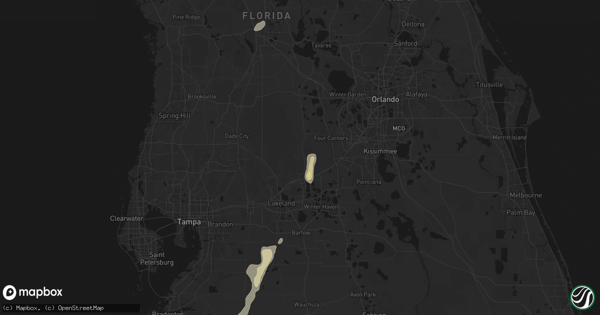 Hail map in Polk City, FL on July 25, 2026