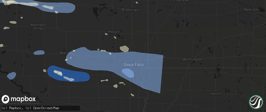 Hail map in Renner, SD on July 25, 2026