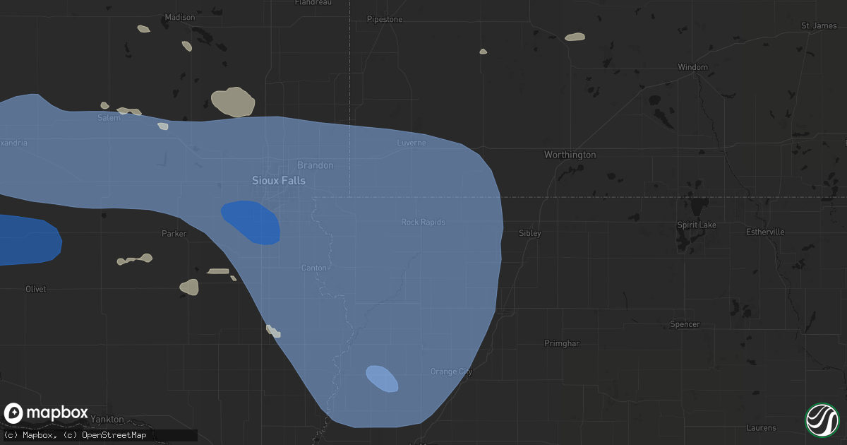 Hail map in Rock Rapids, IA on July 25, 2026