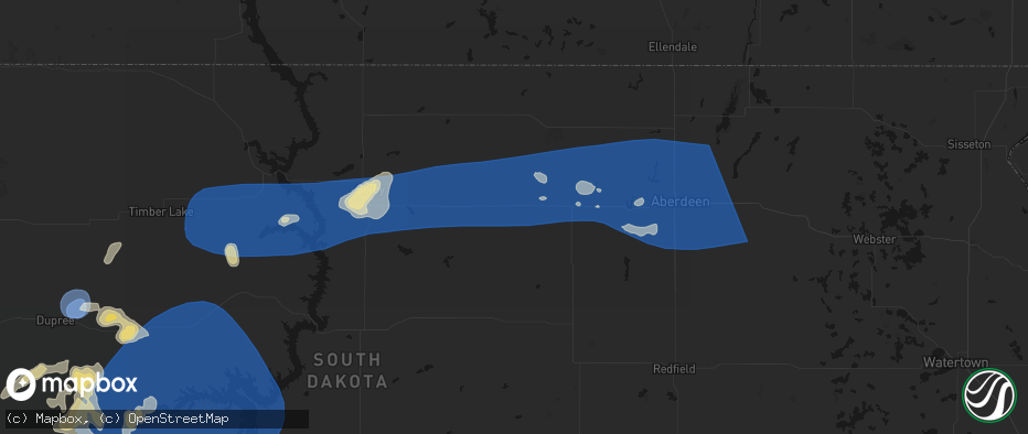 Hail map in Roscoe, SD on July 25, 2026