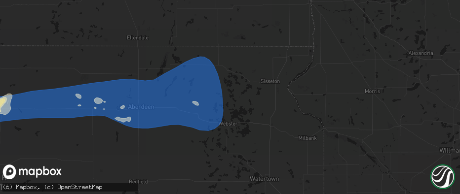 Hail map in Roslyn, SD on July 25, 2026