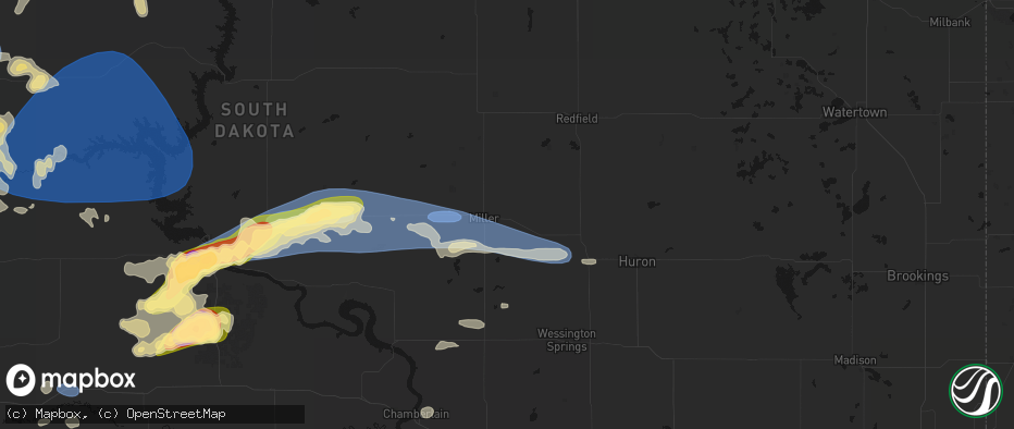 Hail map in Saint Lawrence, SD on July 25, 2026