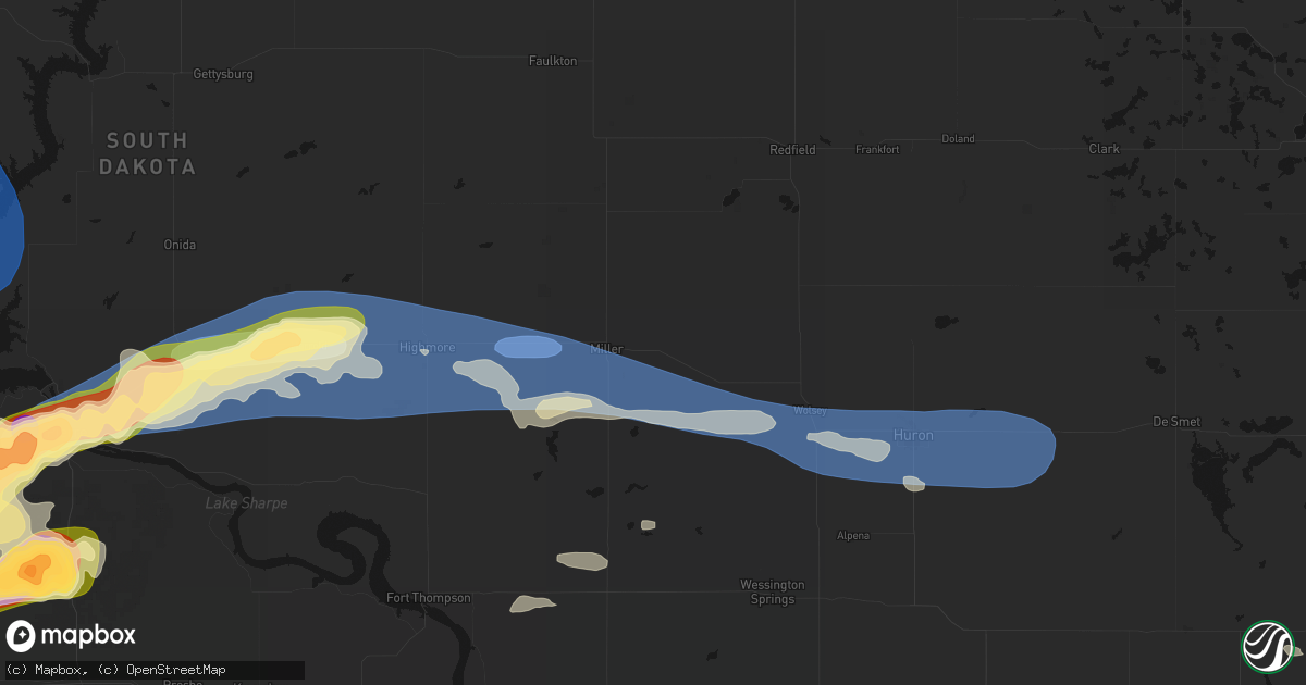 Hail map in Saint Lawrence, SD on July 25, 2026
