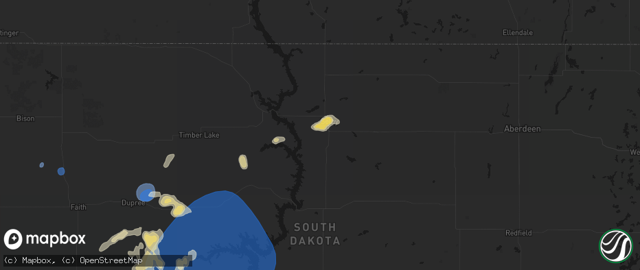 Hail map in Selby, SD on July 25, 2026