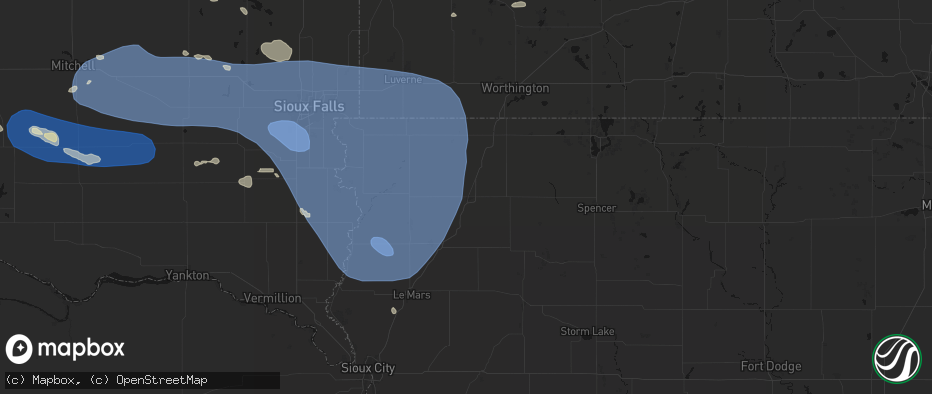 Hail map in Sheldon, IA on July 25, 2026