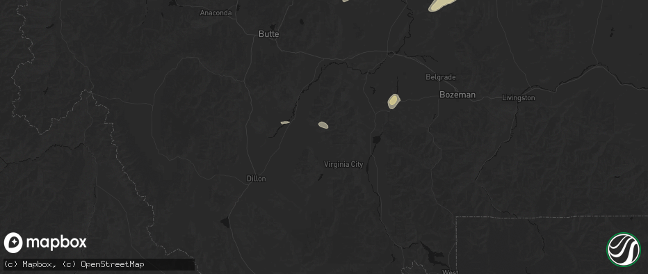 Hail map in Sheridan, MT on July 25, 2026