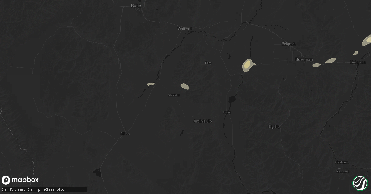 Hail map in Sheridan, MT on July 25, 2026