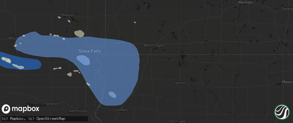 Hail map in Sibley, IA on July 25, 2026