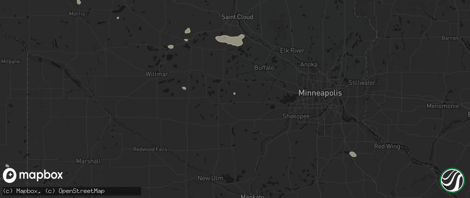 Hail map in Silver Lake, MN on July 25, 2026