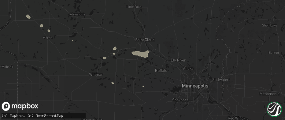 Hail map in South Haven, MN on July 25, 2026