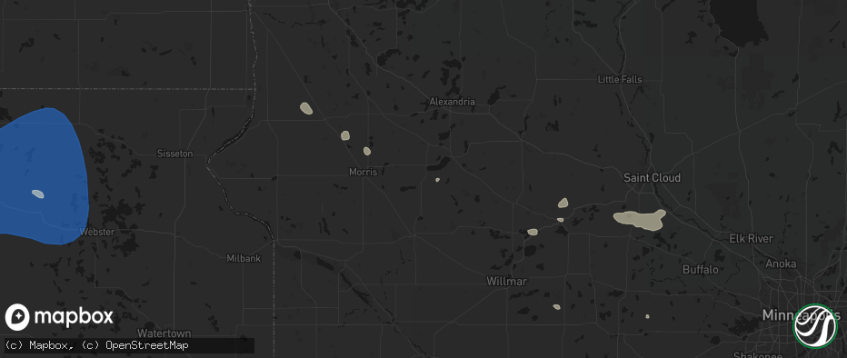 Hail map in Starbuck, MN on July 25, 2026