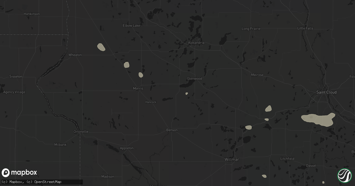 Hail map in Starbuck, MN on July 25, 2026