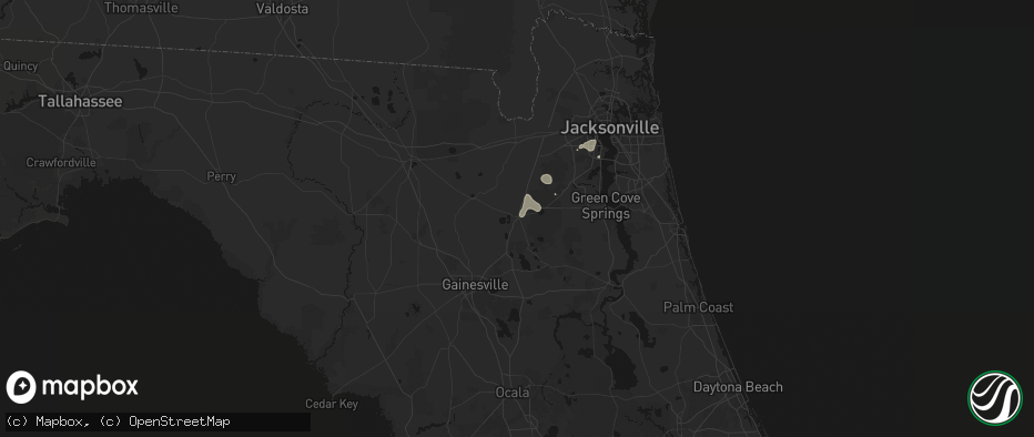 Hail map in Starke, FL on July 25, 2026