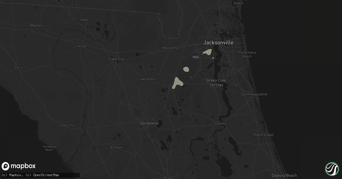 Hail map in Starke, FL on July 25, 2026