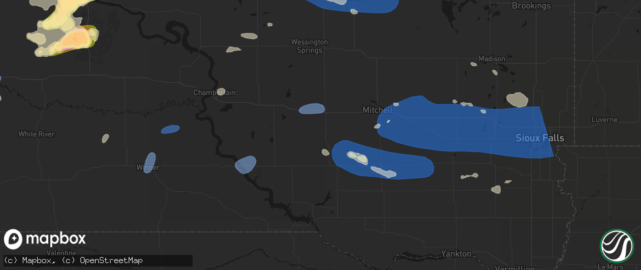 Hail map in Stickney, SD on July 25, 2026