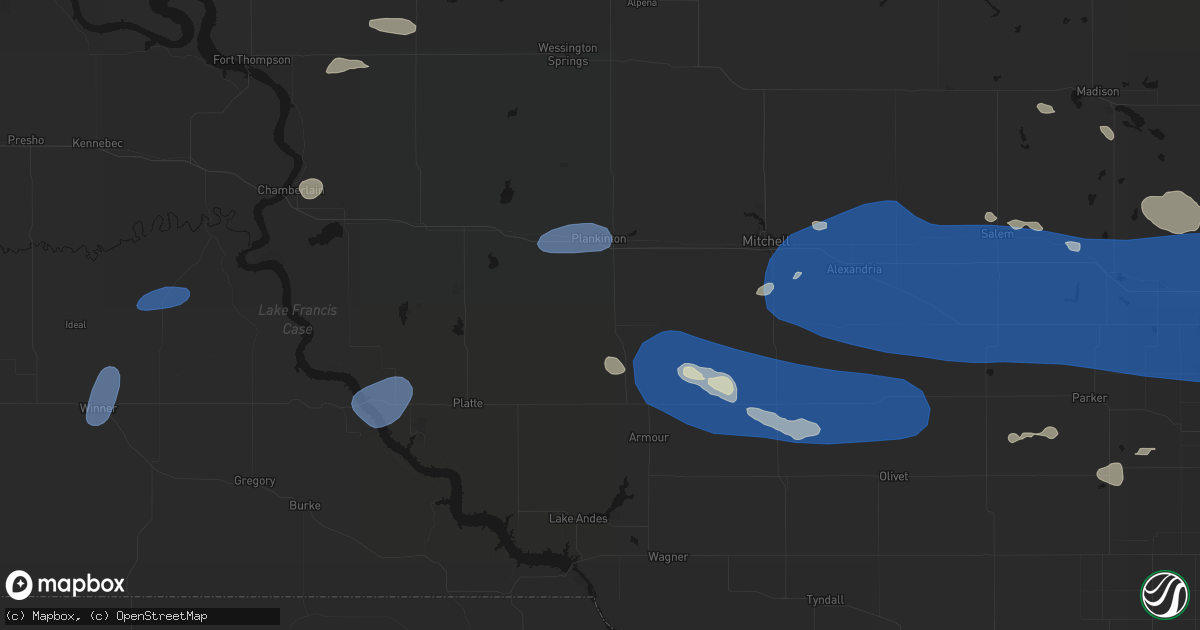Hail map in Stickney, SD on July 25, 2026